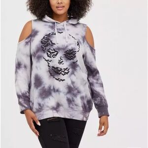 Torrid Purple Tie-Dye Skull Cutout Hoodie